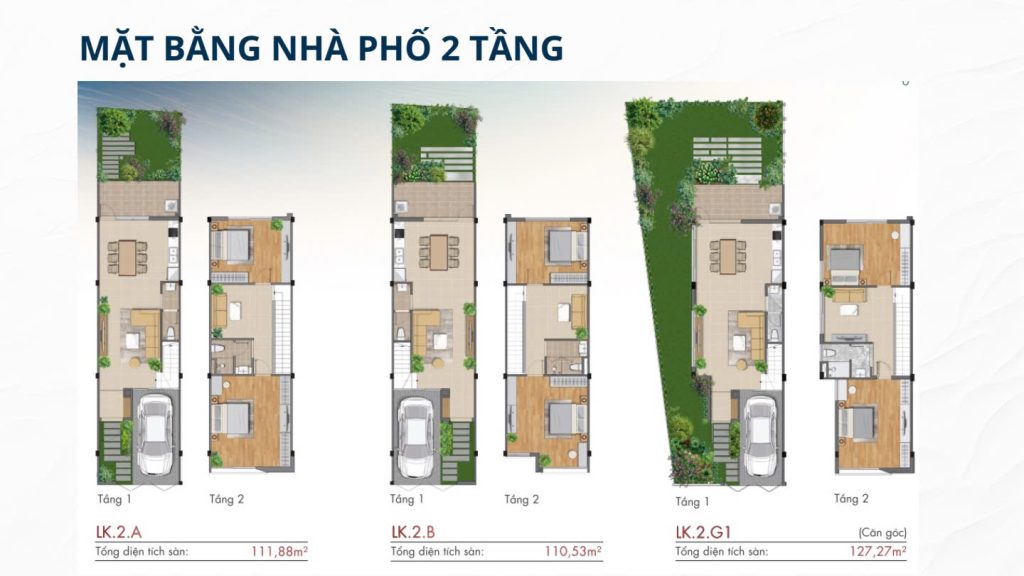 Mặt bằng thiết kế căn 2 tấng J-Home Cát Tường